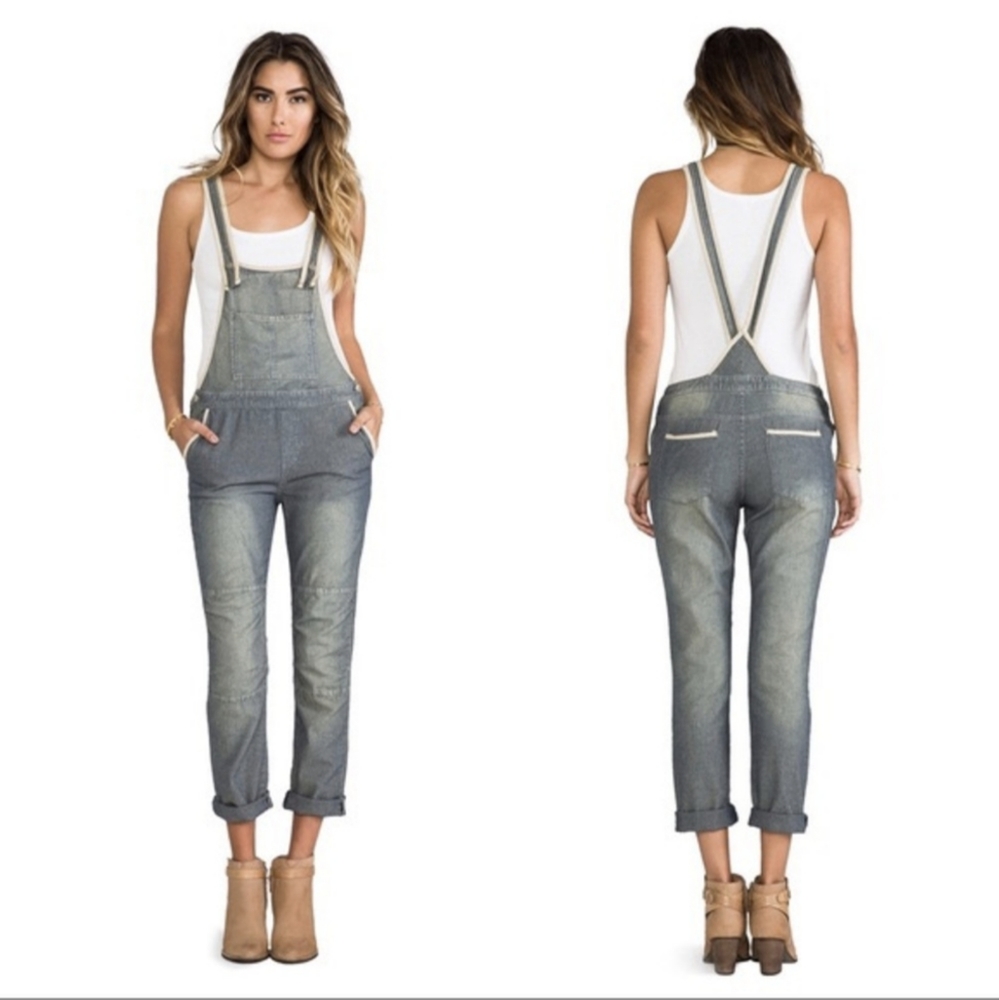 Free People denim overall Thomas in Fennel women's 26 jeans overalls